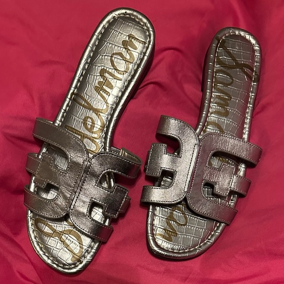 Sam Edelman Silver Slide Sandals - Picture 1 of 5